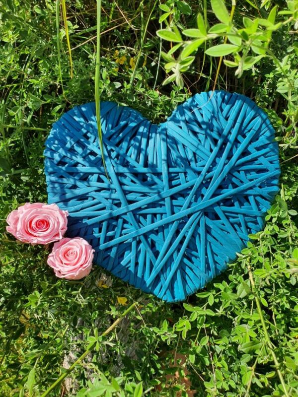Coeur Dahlia bleu, décoration originale mariage
