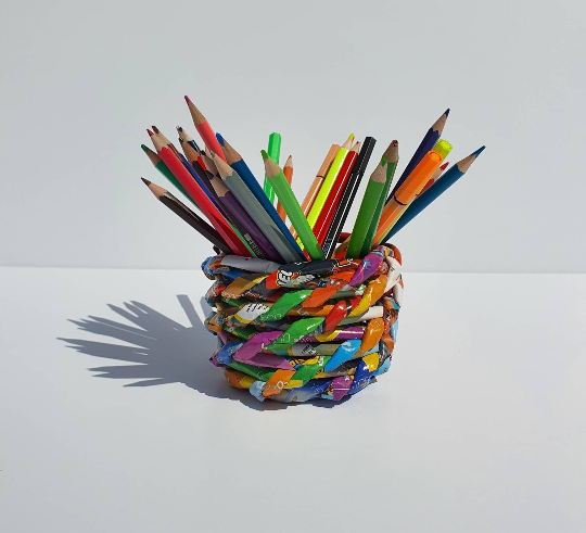 Pot à crayons recyclé fait main